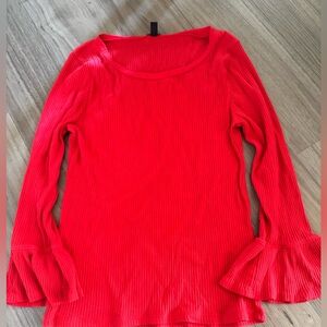 JCrew Red Bell Sleeve Top